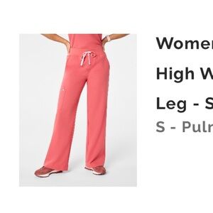 Figs Pulmonary Pink Isabel Wide Leg Scrub Pants + Contourknit Jacket Small